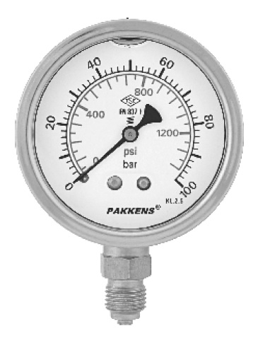 PAKKENS Q63 mm ALT ÇIKIŞLI SIVI DOLGULU KOMPLE PASLANMAZ MANOMETRELER