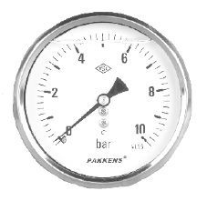 PAKKENS Q100 mm SIVI DOLGULU ARKA ÇIKIŞLI HASSAS BASINÇ ÖLÇERLER EKSENDEN KAÇİK PANO TİPİ